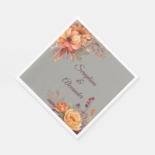 Serviette En Papier Mariage floral rustique de l'automne (Coin)