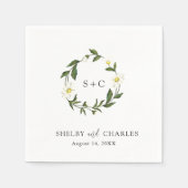 Serviette En Papier Mariage floral rustique de marguerite blanche (Devant)