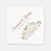 Serviette En Papier Mariage Floral Rustique de Pêche au Champagne (Devant)