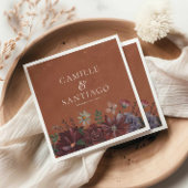 Serviette En Papier Mariage floral rustique en terre cuite
