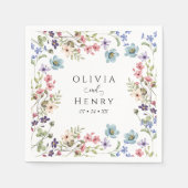 Serviette En Papier Mariage Floral Rustique fleur sauvage (Devant)