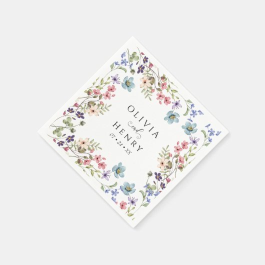 Serviette En Papier Mariage Floral Rustique fleur sauvage (Coin)