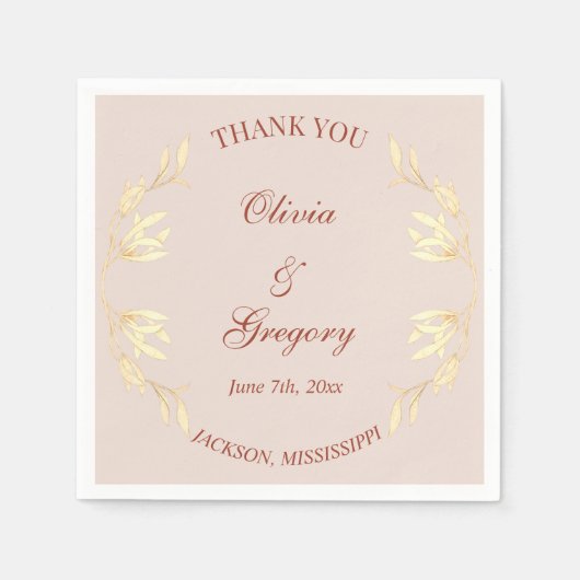 Serviette En Papier Mariage floral rustique intemporel (Devant)