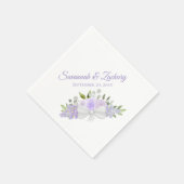 Serviette En Papier Mariage Floral Rustique Lavande violet (Coin)