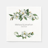Serviette En Papier Mariage floral rustique Magnolia blanc (Devant)