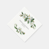 Serviette En Papier Mariage floral rustique Magnolia blanc (Coin)