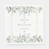 Serviette En Papier Mariage floral Sage et Lilac (Devant)