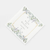 Serviette En Papier Mariage floral Sage et Lilac (Coin)