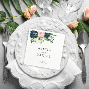 Serviette En Papier Mariage floral simple et élégant