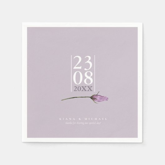 Serviette En Papier Mariage Floral Sparkles Date Mauve ID889 serviette (Devant)