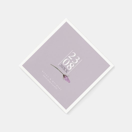 Serviette En Papier Mariage Floral Sparkles Date Mauve ID889 serviette (Coin)