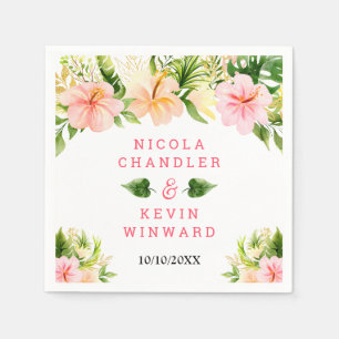Serviette En Papier Mariage Floral Tropical Jungle