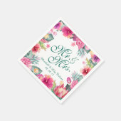 Serviette En Papier Mariage floral tropical personnalisé | Napkin (Coin)