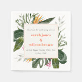 Serviette En Papier Mariage floral tropical vibrant Peach Blush Boho (Devant)