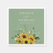 Serviette En Papier Mariage floral vert moderne (Devant)