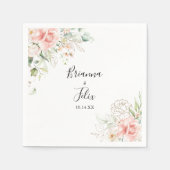 Serviette En Papier Mariage Floral Vert Or Napkin (Devant)