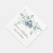 Serviette En Papier Mariage floral vert pourpre (Coin)