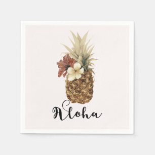 Serviette En Papier Mariage Floral Vintage Tropical Hibiscus Ananas