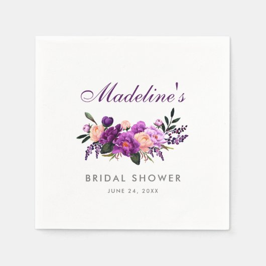 Serviette En Papier Mariage Floral Violet Ultra Violet P (Devant)
