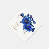 Serviette En Papier Mariage Flore Bleu (Coin)