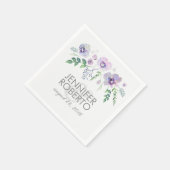Serviette En Papier Mariage FLowers bleu et violet (Coin)