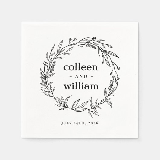 Serviette En Papier Mariage folklorique russe Fleur sauvage Wreath (Devant)