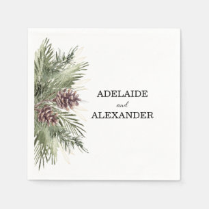 Serviette En Papier Mariage forestier de bois vert