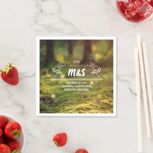 Serviette En Papier Mariage forestier enchanté (En situation)
