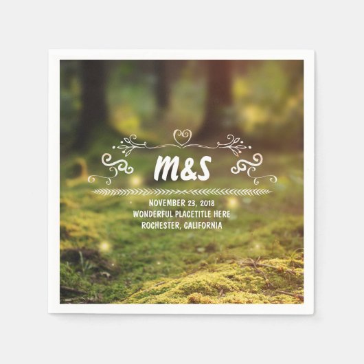 Serviette En Papier Mariage forestier enchanté (Devant)
