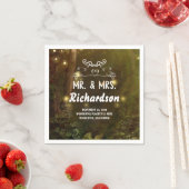 Serviette En Papier Mariage forestier moderne et romantique enchâssé (En situation)
