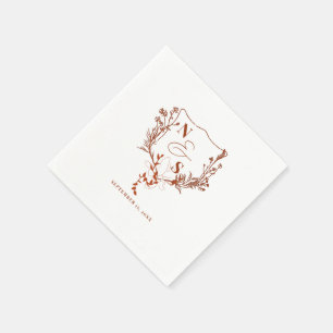 Serviette En Papier Mariage Formel avec Monogramme de Blason Floral Ru