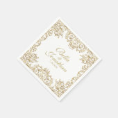 Serviette En Papier Mariage Formel Élégant Or & Blanc Sur Mesure (Coin)