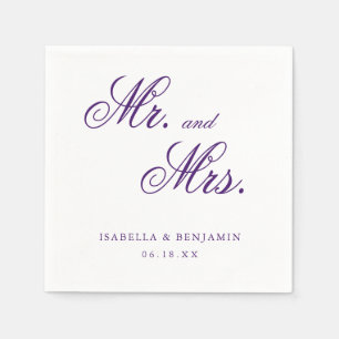 Serviette En Papier Mariage Formel Élégant Violet Traditionnel