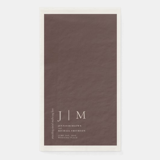 Serviette En Papier Mariage Formel Marron Chocolat (Devant)