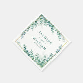 Serviette En Papier Mariage Frameborder Carré Eucalyptus vert (Coin)