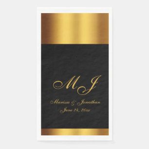 Serviette En Papier Mariage frontalier de luxe Black Gold Calligraphie