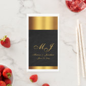 Serviette En Papier Mariage frontalier de luxe Black Gold Calligraphie (En situation)