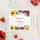 Serviette En Papier Mariage frontalier floral des tournesols aquarelle (En situation)