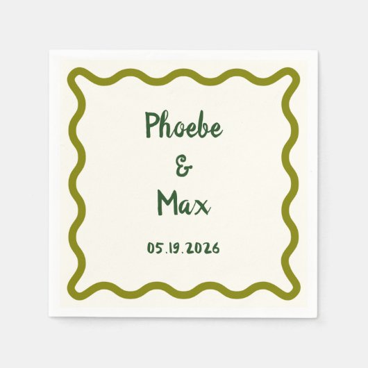 Serviette En Papier Mariage frontalier gras blanc manuscrit (Devant)