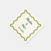 Serviette En Papier Mariage frontalier gras blanc manuscrit (Coin)
