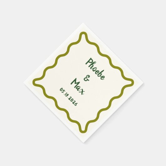 Serviette En Papier Mariage frontalier gras blanc manuscrit (Coin)