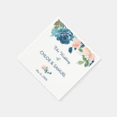 Serviette En Papier Mariage frontalier Rose Indigo Blue Peach (Coin)