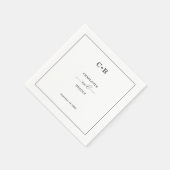 Serviette En Papier Mariage frontière noir et blanc minimaliste (Coin)