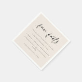 Serviette En Papier Mariage « Fun Facts » écriture moderne beige (Coin)