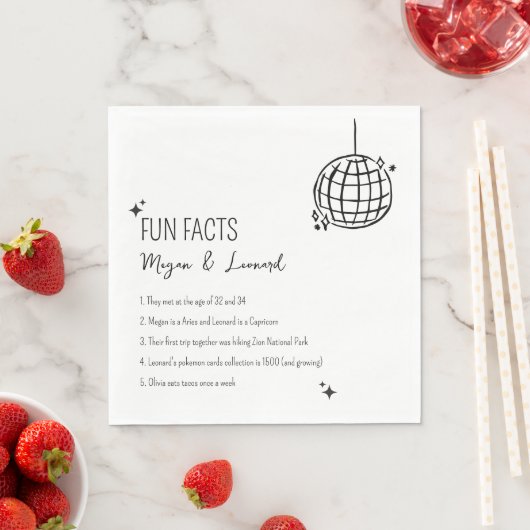 Serviette En Papier Mariage Fun faits main dessiné funky disco ballon (En situation)