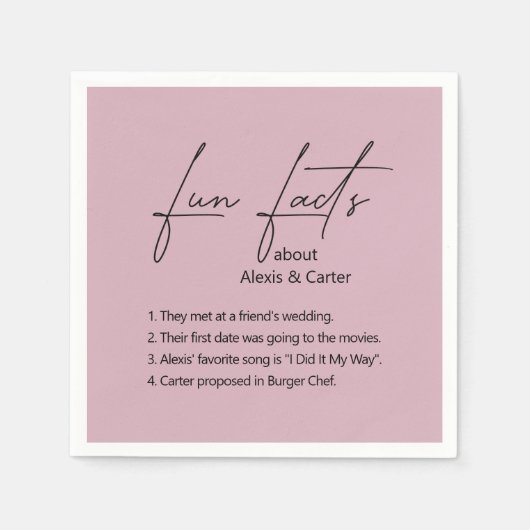 Serviette En Papier Mariage Fun Faits Sur Dusty Rose (Devant)