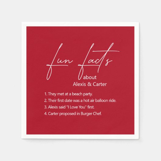 Serviette En Papier Mariage Fun Fun Facts Sur Rouge (Devant)