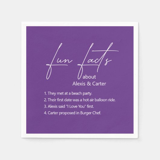 Serviette En Papier Mariage Fun Fun Facts Sur Violet (Devant)