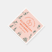 Serviette En Papier Mariage funky rouge rose à main (Coin)