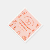Serviette En Papier Mariage funky rouge rose à main (Coin)